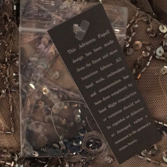 ADRIANNA PAPELL gown taupe silver sequin NWT 4 - Picture 8 of 8